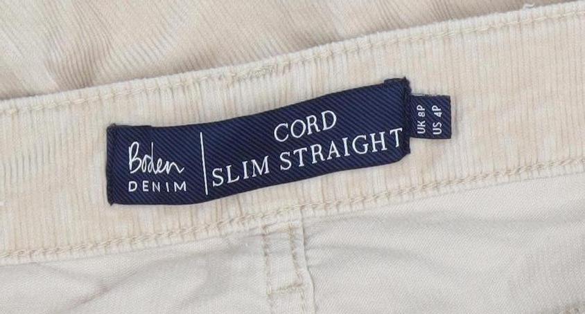 Boden Women’s Beige Corduroy Slim Straight Chino Trousers Size 8