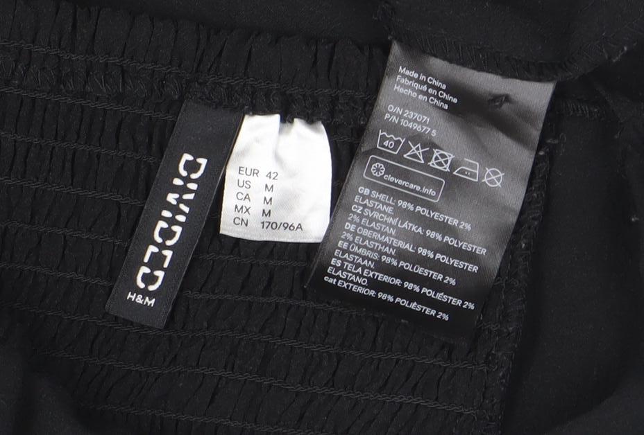 H&M Women’s Black A-Line Puff Sleeve Cut Out Mini Dress Size 14