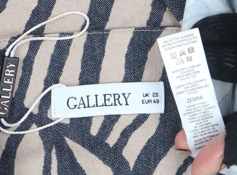 Gallery Women’s Beige Zebra Print Short Sleeve Blazer UK 20