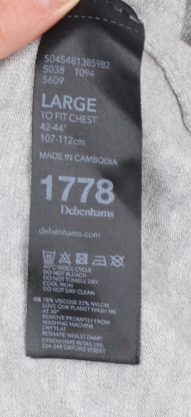 Debenhams Men Grey Large Crew Neck Viscose Knit Jumper