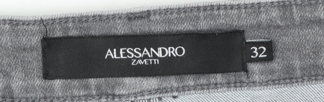 Alessandro Zavetti Men's Grey Distressed Slim Fit Skinny Jeans Size 32