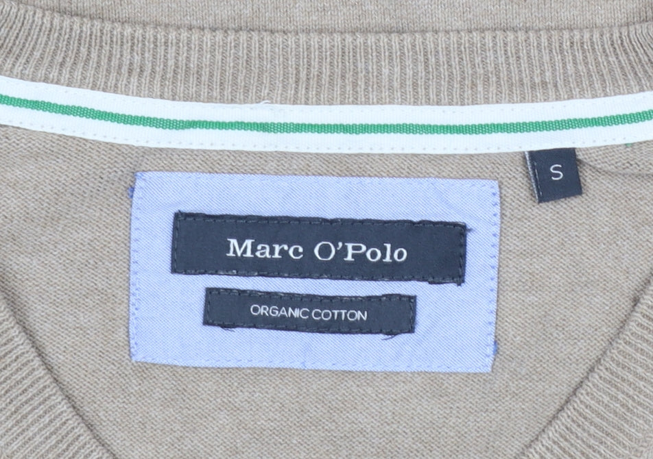 Marc O'Polo Men's Beige Cotton V-Neck Jumper Size S