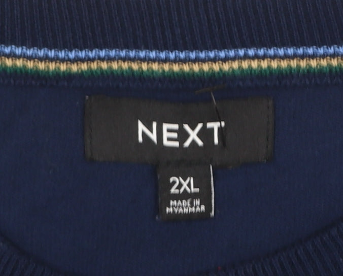 Next Men’s Blue 2XL Cotton Crew Neck Jumper