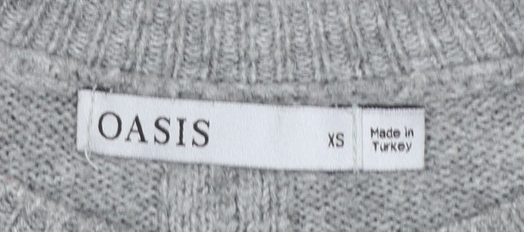 Oasis Womens Grey Crew Neck Pullover Jumper XS Acrylic Blend
