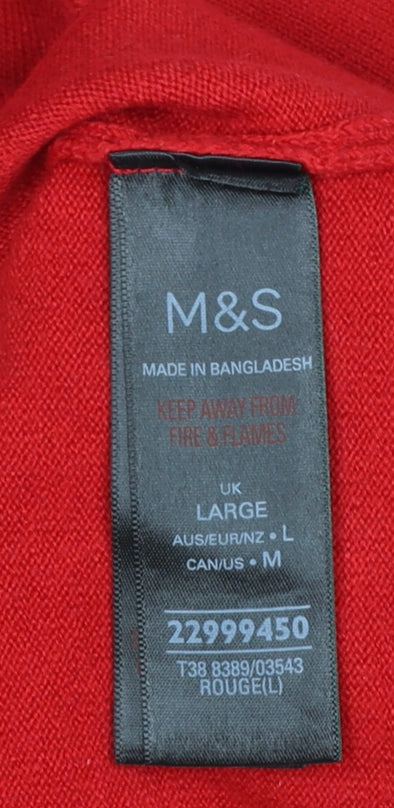Marks & Spencer Women Red Roll Neck Long Sleeve Jumper Size L