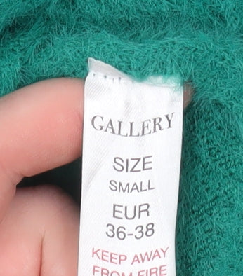 Gallery Women Green Collared Henley Jumper Size 10 Acrylic Blend