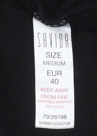 Savida Womens Black Long Sleeve Beaded Puff Top Size 12