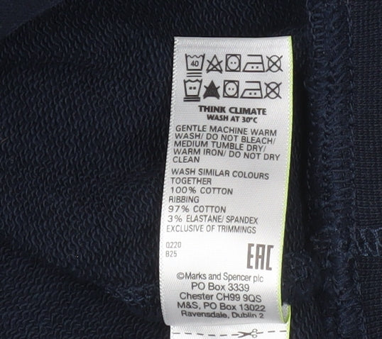 Marks & Spencer Men's Blue Crew Neck Regular Fit Cotton Sweatshirt M