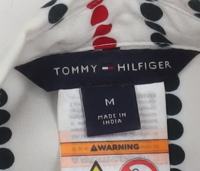 Tommy Hilfiger Mens White Red Blue Striped Long Sleeve Button-Up Shirt M