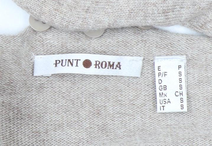 Punt Roma Womens Beige Floral Knit Bell Sleeve Pullover Jumper Size S