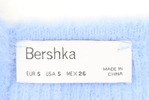 Bershka Women Blue Fuzzy Knit Camisole Tank Top Size S