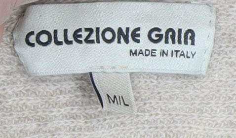 Collezione Gaia Women Beige Oversized Batwing Jumper M