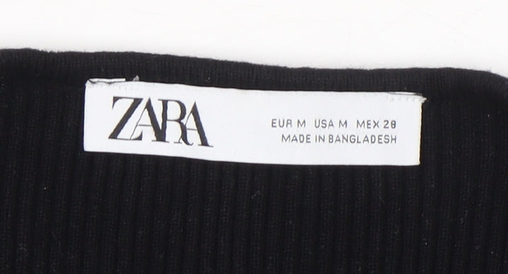 Zara Womens Black Slim Fit Knit Pullover Jumper Size 12