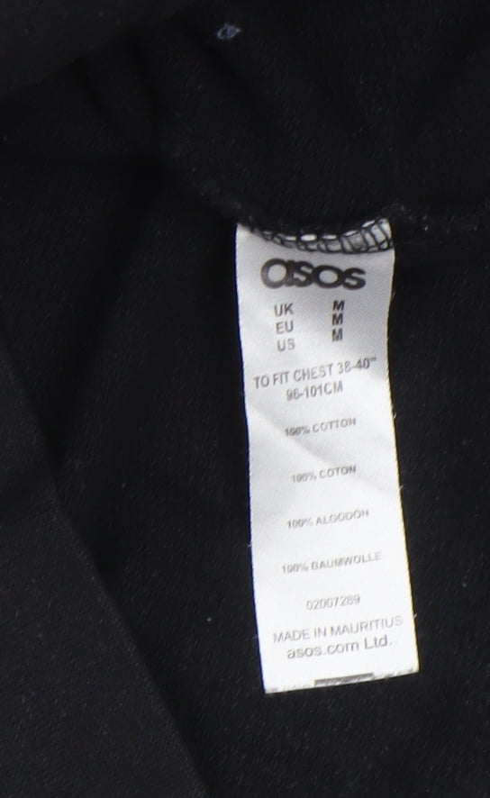ASOS Men’s Black Pullover Hoodie Cotton Medium Regular Fit