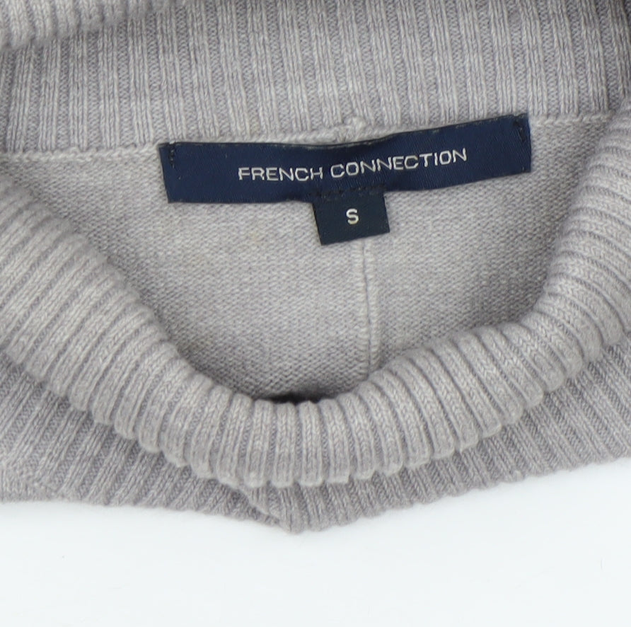 French Connection Women Grey Roll Neck Knit Jumper Size S