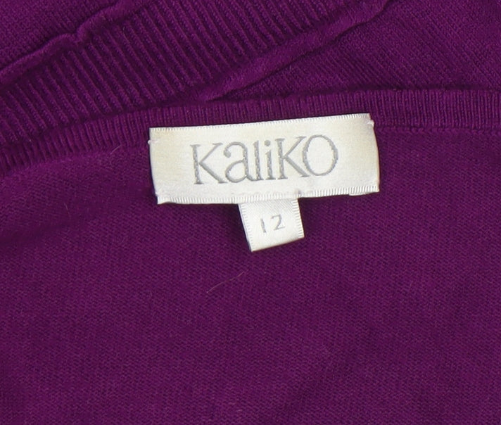 Kaliko Women's Purple Cotton Long Sleeve Scoop Neck Jumper Size 12