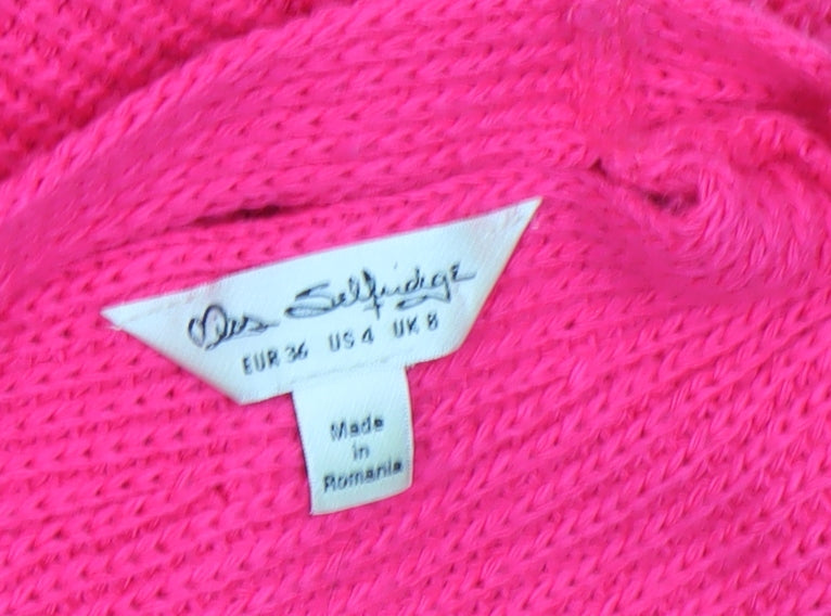 Miss Selfridge Women’s Pink V-Neck Chunky Knit Jumper Size 8