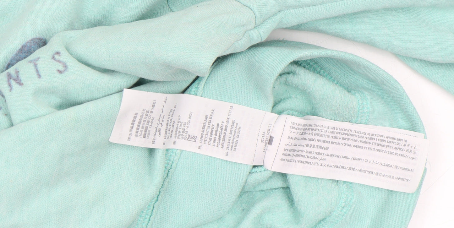 Hollister Womens Mint Green XS Pullover Hoodie with Logo Print