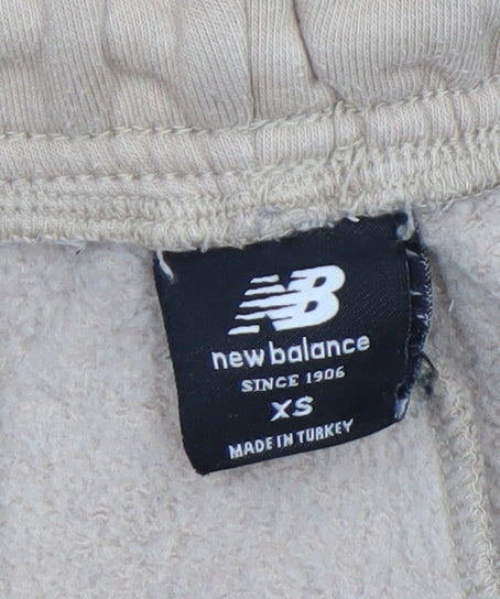 New Balance Women Beige XS Sweatpants Fleece Tapered Trousers