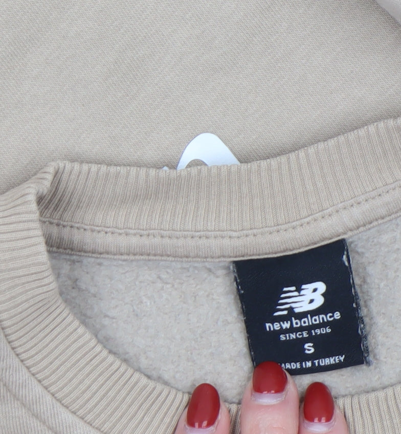 New Balance Women's Beige Pullover Sweatshirt Small Graphic Print