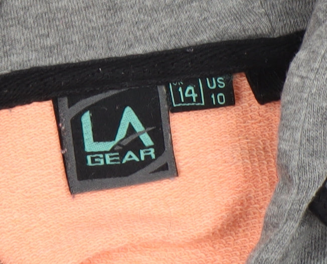 LA Gear Womens Peach Grey Colourblock Hoodie Size 14 Full Zip