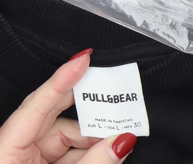 Pull&Bear Women’s Black L Sweatshirt Classic Crew Neck