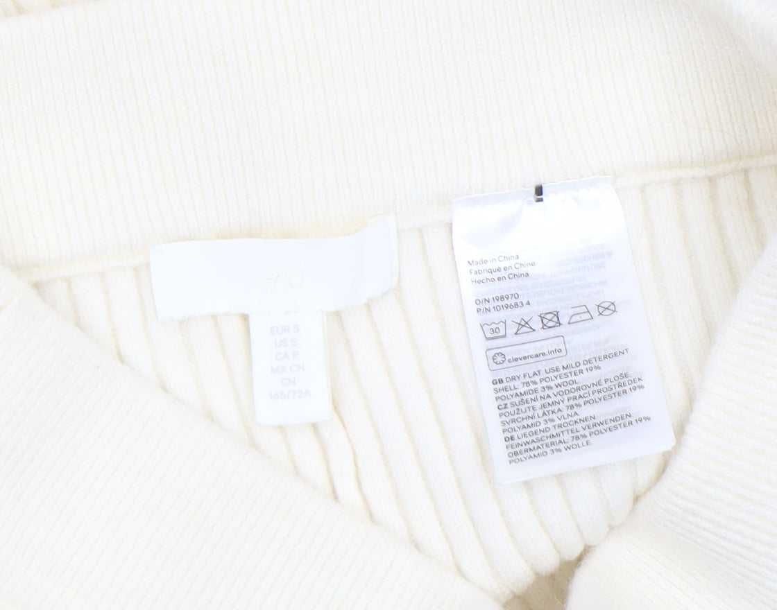 H&M Women’s Ivory Ribbed Knit Flared Trousers Size S