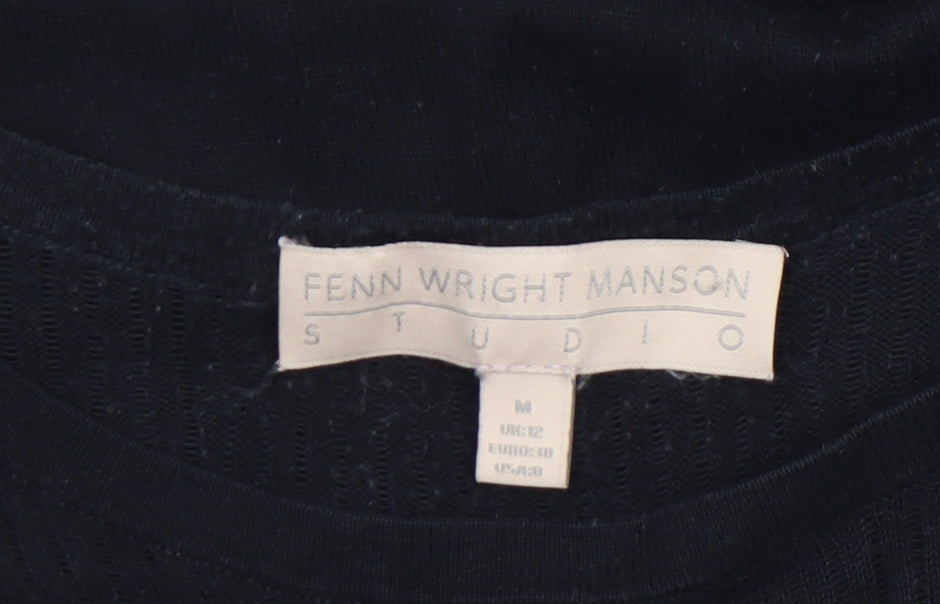 Fenn Wright Manson Womens Black Size 12 Knit Short Sleeve Crew Neck Jumper