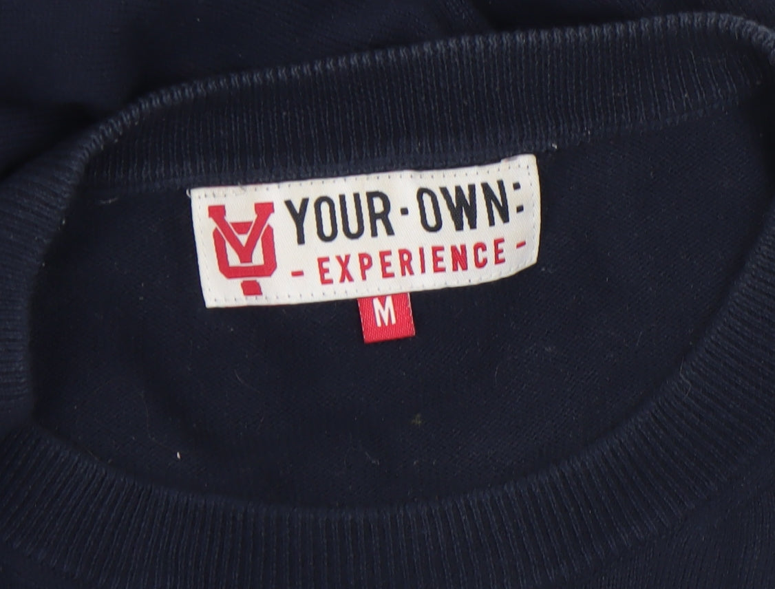 YOUR OWN EXPERIENCE Men's Blue Crew Neck Pullover Jumper M