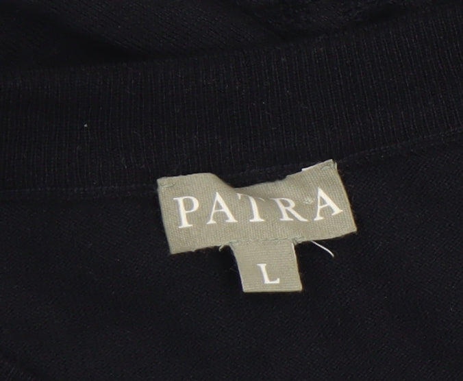 Patra Womens Black Cotton Crew Neck Long Sleeve Pullover Jumper Size L