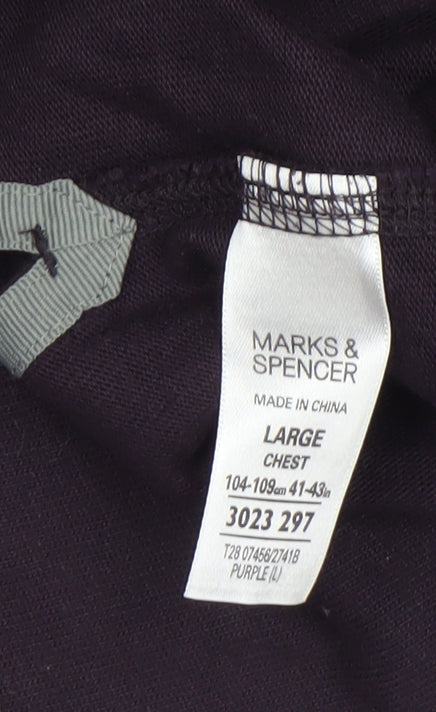 Marks & Spencer Men’s Purple 1/4 Zip Fleece Sweatshirt Size L
