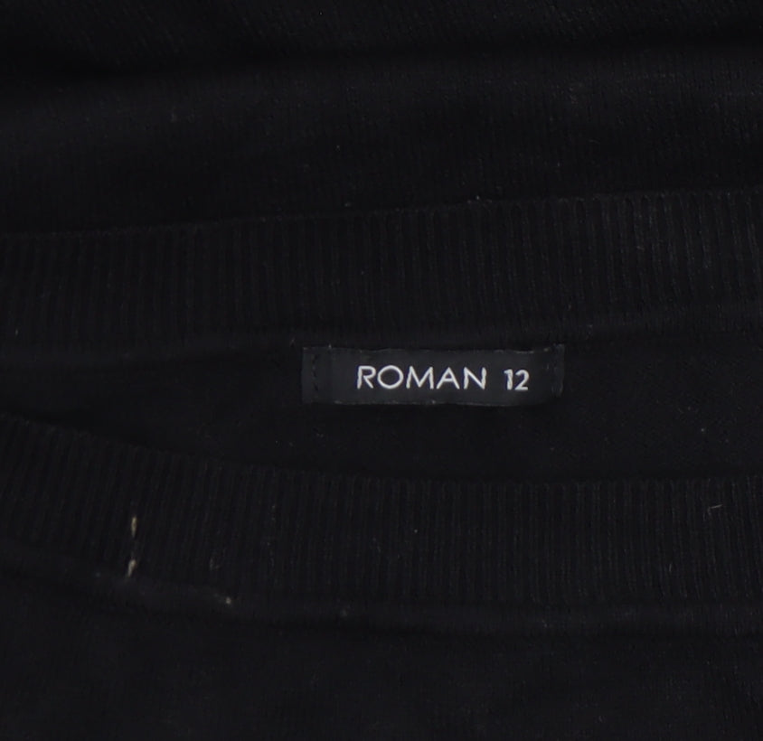Roman Women's Black Size 12 Long Sleeve Knit Pullover Jumper