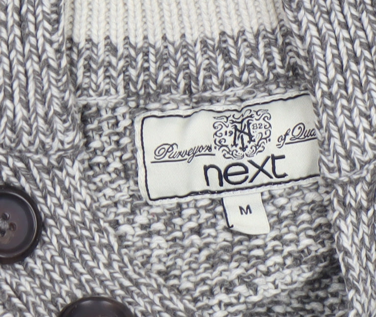 Next Men's Grey Wool Blend Button Henley Jumper Size M