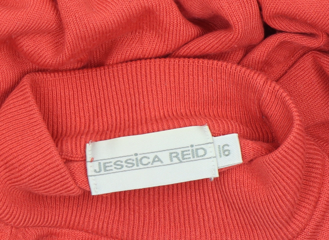 Jessica Reid Women’s Red Wool Mock Neck Jumper Size 16