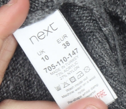 Next Women Grey Crew Neck Embroidered Pullover Jumper Size 10