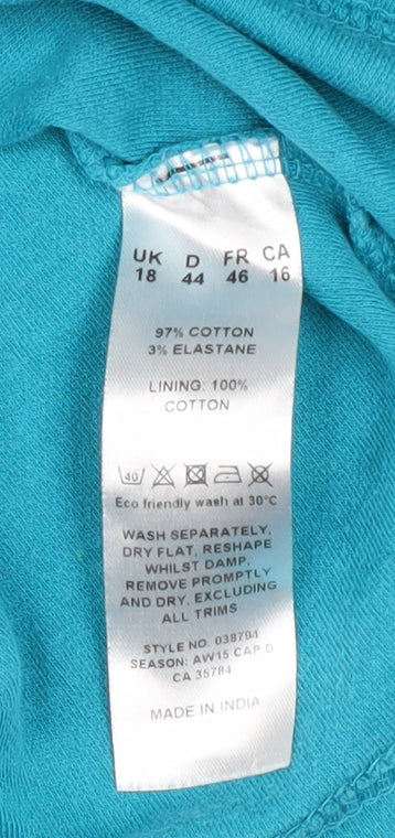 Dash Women Blue 1/4 Zip High Neck Cotton Jumper Size 18