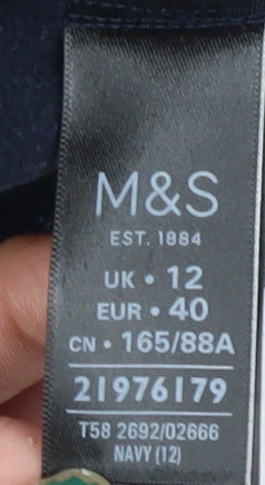 Marks & Spencer Women's Blue Full Zip High Neck Jumper Size 12