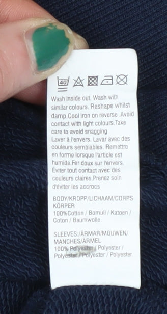 River Island Women Navy Blue Pullover Sweatshirt with Feather Detail Size S
