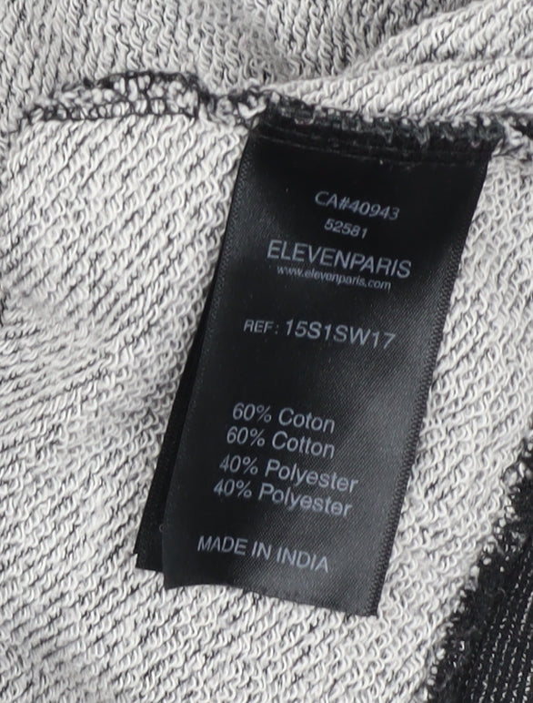 Elevenparis Womens Grey Black Cardigan Sweatshirt M Button Front Cotton Blend