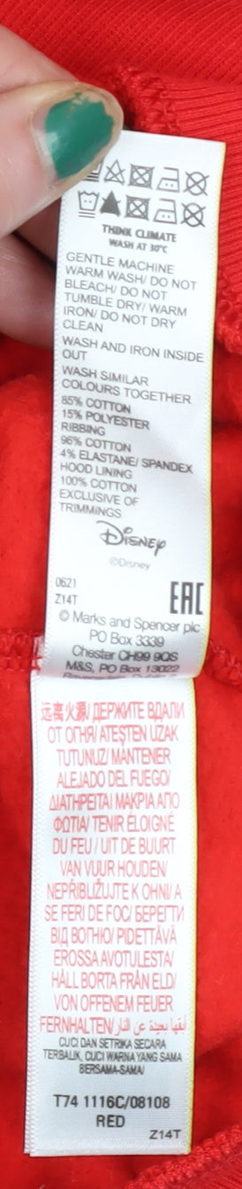 Marks and Spencer Girls Red Minnie Mouse Pullover Hoodie 11-12 Years
