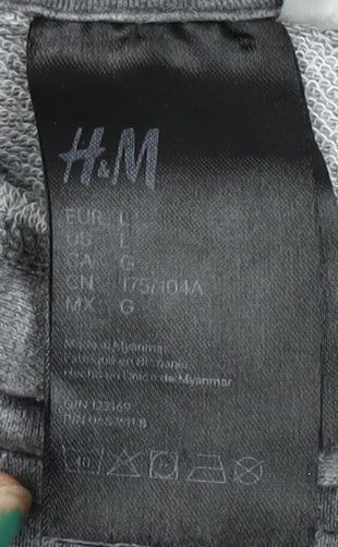 H&M Women’s Grey Pullover Hoodie L Cotton Blend Casual Wear