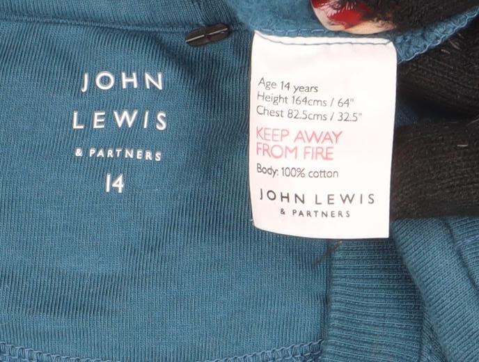 John Lewis Girls Blue Sequin Rainbow Cotton Pullover Sweatshirt Size 14 Years