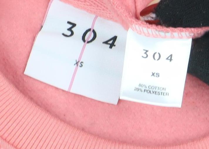 304 Women's Pink Pullover Sweatshirt XS Cotton Blend Casual