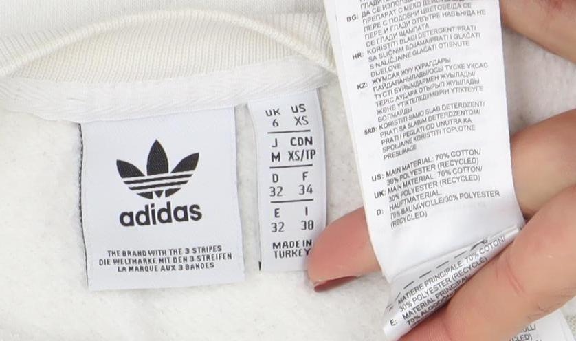 Adidas Women’s Ivory Crew Neck Pullover Sweatshirt XS Relaxed Fit