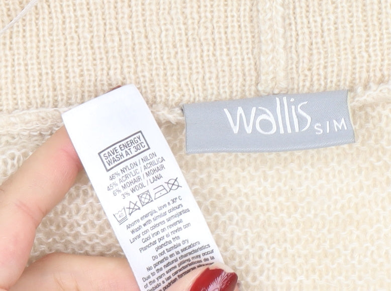 Wallis Women Beige Knit 3/4 Sleeve V-Neck Open Cardigan Size S