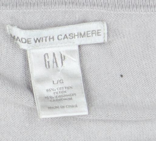 GAP Women's Grey V-Neck Cotton Cashmere Pullover Jumper Size L