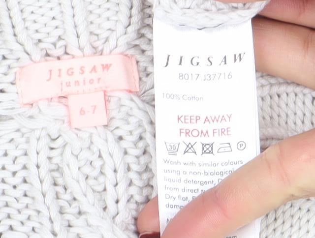 Jigsaw Junior Girls Beige Cable Knit Cotton Jumper 6-7 Years
