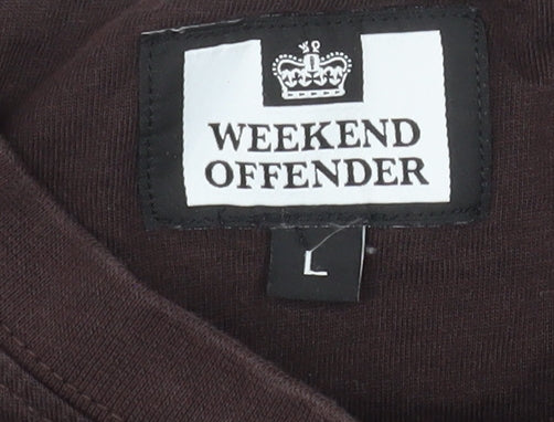 Weekend Offender Men's Brown Cotton Crew Neck T-Shirt Size L