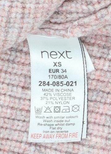 Next Womens Pink V-Neck Ribbed Knit Pullover Jumper XS