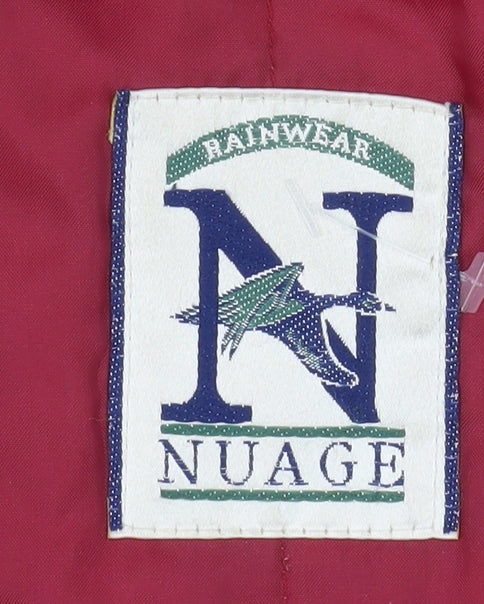 Nuage Womens Red Waterproof Rain Coat Size 10 Hooded Mid-Length Jacket